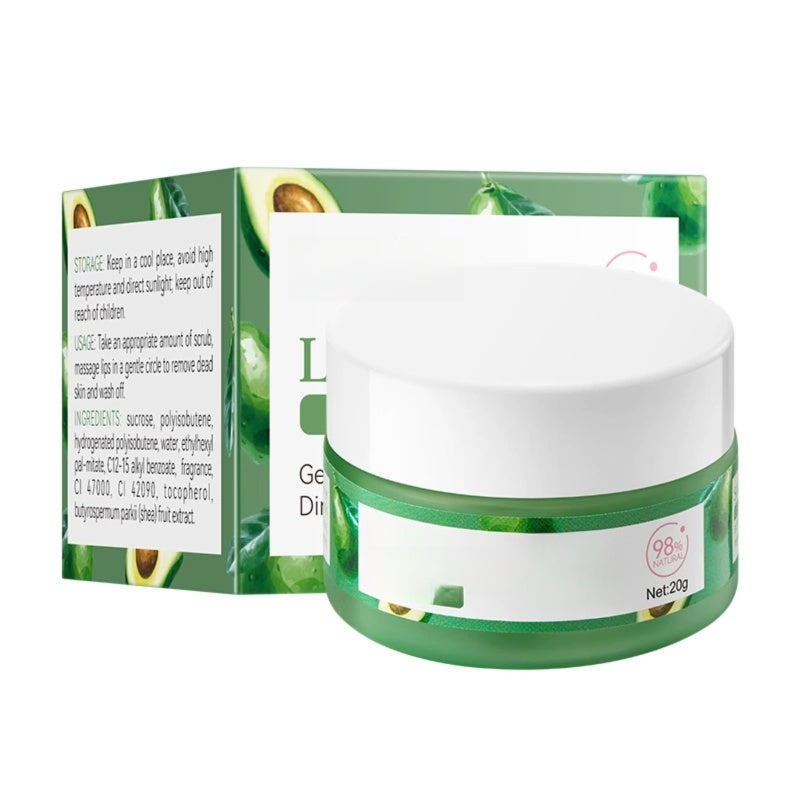 Lip Scrub: 20g Green Strawberry Flavor - Gentle Fine Particles Exfoliate Dead Skin, Moisturizes Softens Lips, Reduces Lines Brightens Color Lip Exfoliator for Dry Lips Autumn Winter Lip Care - Image 1
