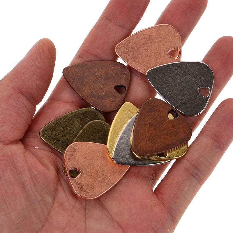 STAHAD 10pcs Metal Guitar Picks for Electric Acoustic Ukulele with Smooth Surface Ergonomic Design Comfortable Feel Bass Thumb Picks - Image 3