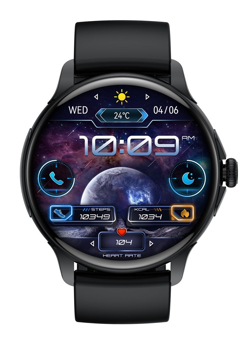 Hommtel - Smart Sports Watch VENU 3 – Women & Girls Fashion Edition (Black) with 1.43-inch AMOLED Display, Bluetooth Calling, 100+ Sport Modes, Multidimensional Health Management, Ultra-Long Battery Life (30 Days Standby, 5-7 Days Usage), Always-On Screen, Exquisite Crown with Mechanical Vibration, Rich Applications, and 2 Extra Interchangeable Black Silicone Straps - Image 1