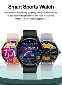 Hommtel Smart Sports Watch VENU 3 – Women & Girls Fashion Edition (Black) with 1.43-inch AMOLED Display, Bluetooth Calling, 100+ Sport Modes, Multidimensional Health Management, Ultra-Long Battery Life (30 Days Standby, 5-7 Days Usage), Always-On Screen, Exquisite Crown with Mechanical Vibration, Rich Applications, and 2 Extra Interchangeable Black Silicone Straps  - Image 5