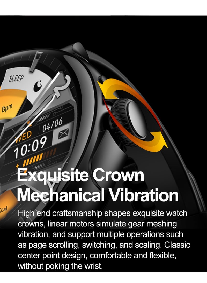 Hommtel - Smart Sports Watch VENU 3 – Women & Girls Fashion Edition (Black) with 1.43-inch AMOLED Display, Bluetooth Calling, 100+ Sport Modes, Multidimensional Health Management, Ultra-Long Battery Life (30 Days Standby, 5-7 Days Usage), Always-On Screen, Exquisite Crown with Mechanical Vibration, Rich Applications, and 2 Extra Interchangeable Black Silicone Straps - Image 1