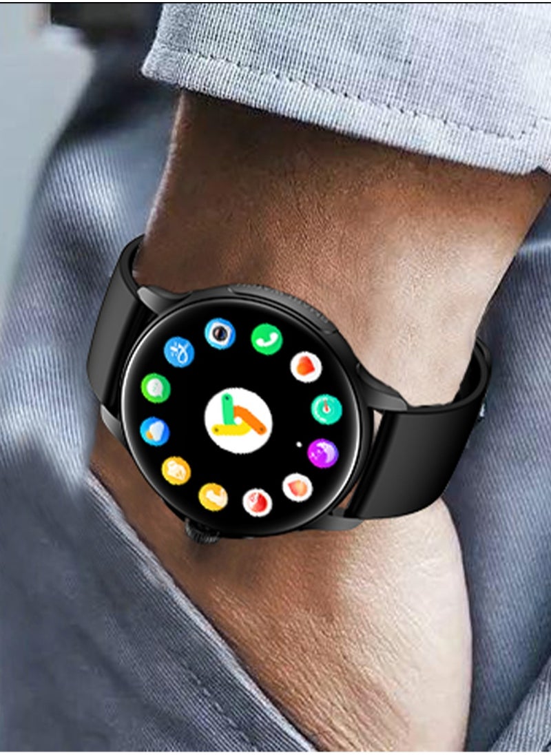 Hommtel - Smart Sports Watch VENU 3 – Women & Girls Fashion Edition (Black) with 1.43-inch AMOLED Display, Bluetooth Calling, 100+ Sport Modes, Multidimensional Health Management, Ultra-Long Battery Life (30 Days Standby, 5-7 Days Usage), Always-On Screen, Exquisite Crown with Mechanical Vibration, Rich Applications, and 2 Extra Interchangeable Black Silicone Straps - Image 1