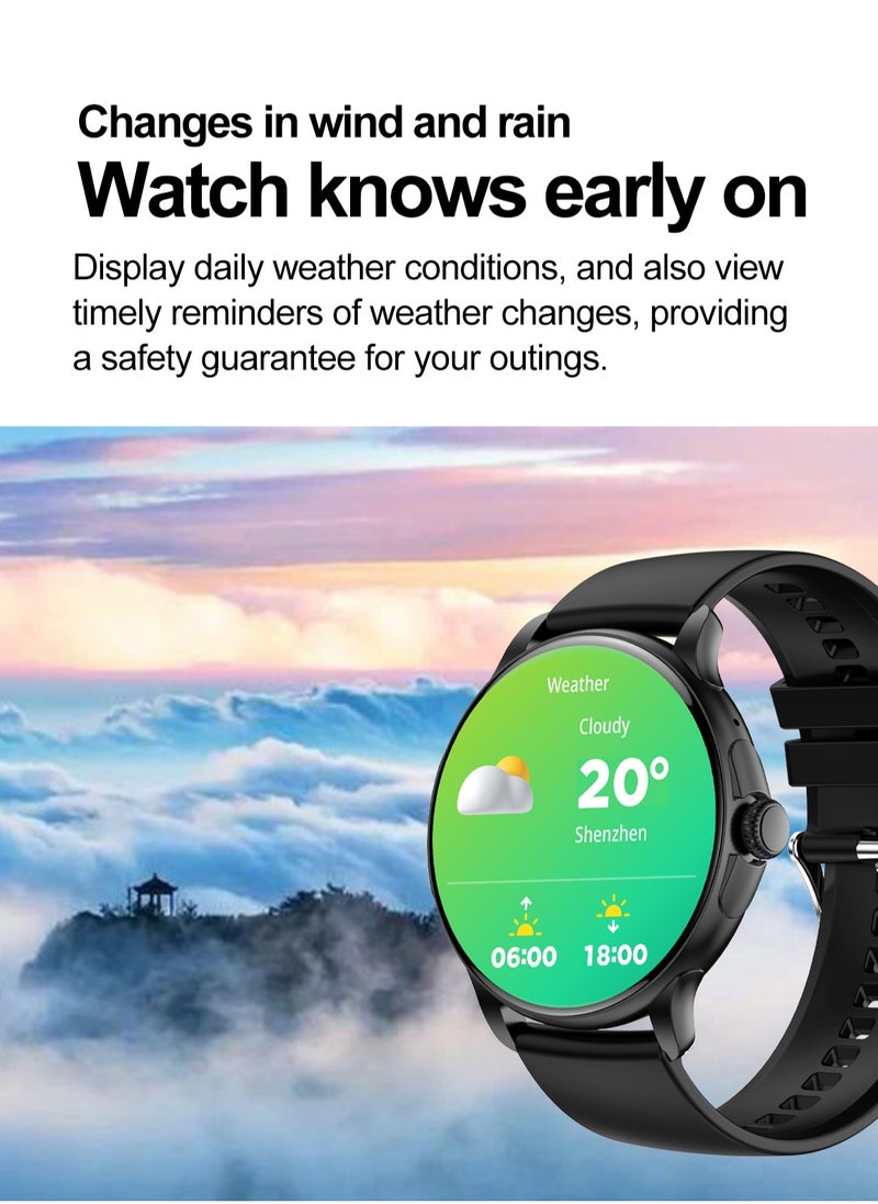 Hommtel - Smart Sports Watch VENU 3 – Women & Girls Fashion Edition (Black) with 1.43-inch AMOLED Display, Bluetooth Calling, 100+ Sport Modes, Multidimensional Health Management, Ultra-Long Battery Life (30 Days Standby, 5-7 Days Usage), Always-On Screen, Exquisite Crown with Mechanical Vibration, Rich Applications, and 2 Extra Interchangeable Black Silicone Straps - Image 1