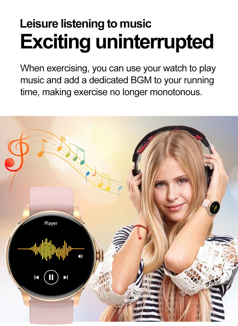 Hommtel - Smart Sports Watch VENU 3 – Women & Girls Fashion Edition (Black) with 1.43-inch AMOLED Display, Bluetooth Calling, 100+ Sport Modes, Multidimensional Health Management, Ultra-Long Battery Life (30 Days Standby, 5-7 Days Usage), Always-On Screen, Exquisite Crown with Mechanical Vibration, Rich Applications, and 2 Extra Interchangeable Black Silicone Straps - Image 1