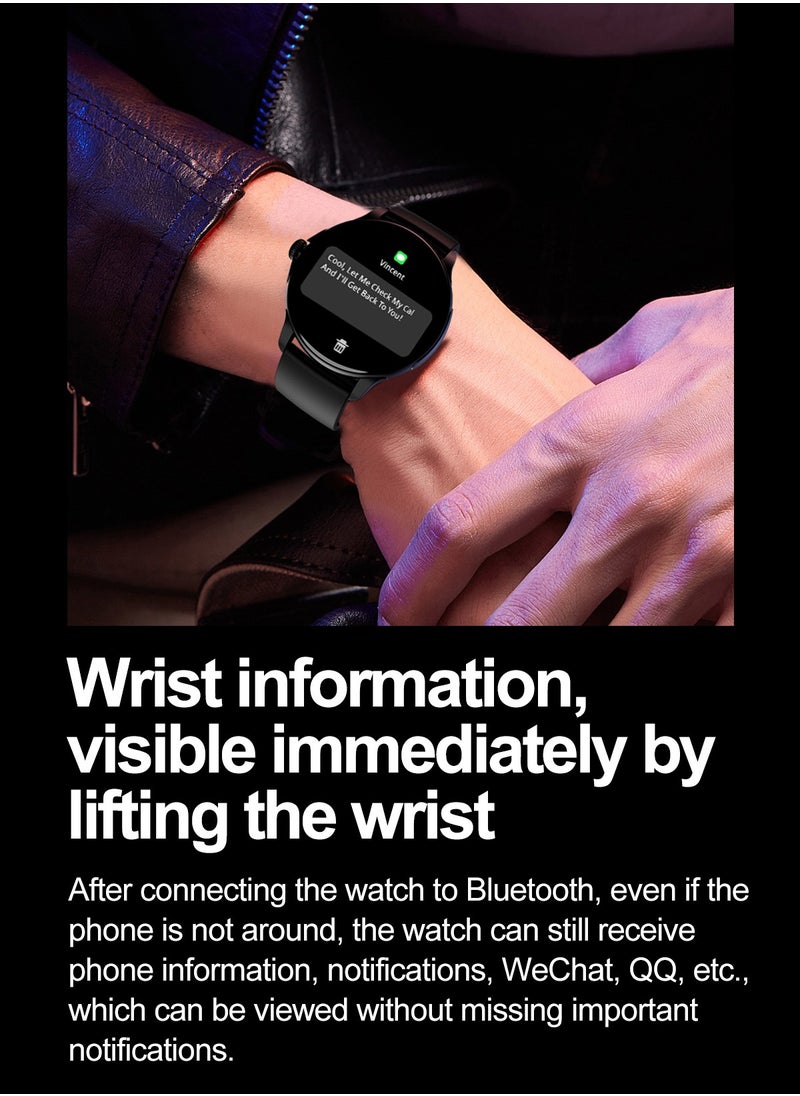 Hommtel - Smart Sports Watch VENU 3 – Women & Girls Fashion Edition (Black) with 1.43-inch AMOLED Display, Bluetooth Calling, 100+ Sport Modes, Multidimensional Health Management, Ultra-Long Battery Life (30 Days Standby, 5-7 Days Usage), Always-On Screen, Exquisite Crown with Mechanical Vibration, Rich Applications, and 2 Extra Interchangeable Black Silicone Straps - Image 1