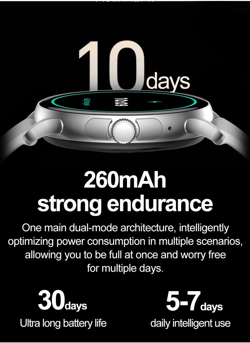 Hommtel - Smart Sports Watch VENU 3 – Women & Girls Fashion Edition (Black) with 1.43-inch AMOLED Display, Bluetooth Calling, 100+ Sport Modes, Multidimensional Health Management, Ultra-Long Battery Life (30 Days Standby, 5-7 Days Usage), Always-On Screen, Exquisite Crown with Mechanical Vibration, Rich Applications, and 2 Extra Interchangeable Black Silicone Straps - Image 1