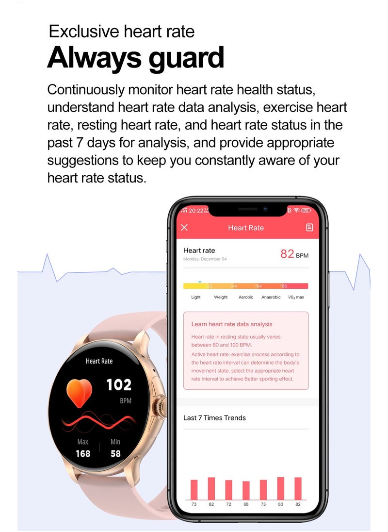 Hommtel - Smart Sports Watch VENU 3 – Women & Girls Fashion Edition (Black) with 1.43-inch AMOLED Display, Bluetooth Calling, 100+ Sport Modes, Multidimensional Health Management, Ultra-Long Battery Life (30 Days Standby, 5-7 Days Usage), Always-On Screen, Exquisite Crown with Mechanical Vibration, Rich Applications, and 2 Extra Interchangeable Black Silicone Straps - Image 1