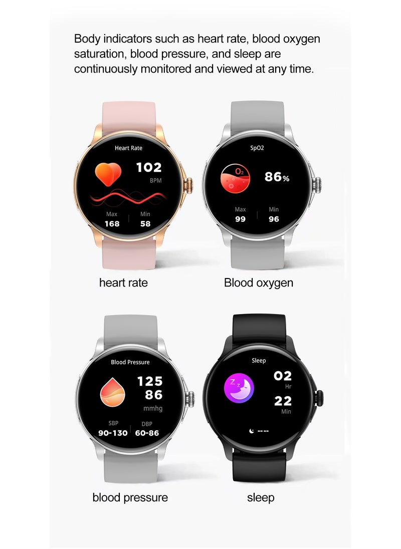 Hommtel - Smart Sports Watch VENU 3 – Women & Girls Fashion Edition (Black) with 1.43-inch AMOLED Display, Bluetooth Calling, 100+ Sport Modes, Multidimensional Health Management, Ultra-Long Battery Life (30 Days Standby, 5-7 Days Usage), Always-On Screen, Exquisite Crown with Mechanical Vibration, Rich Applications, and 2 Extra Interchangeable Black Silicone Straps - Image 1