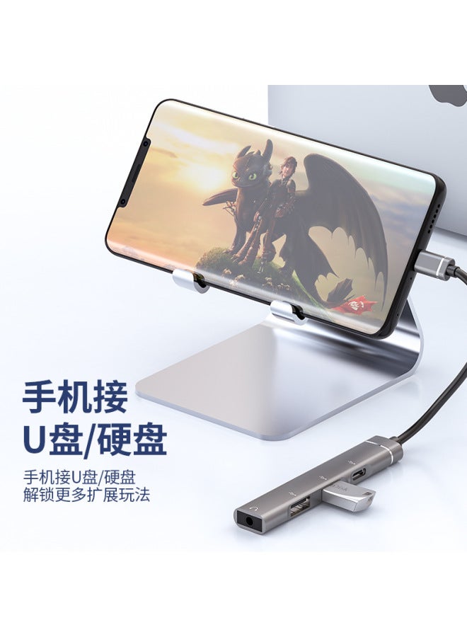 Akino Type-c To 3.5 Headset Docking Station Metal Usb Hub Digital Adapter Dual Usb Data Transfer - Image 2