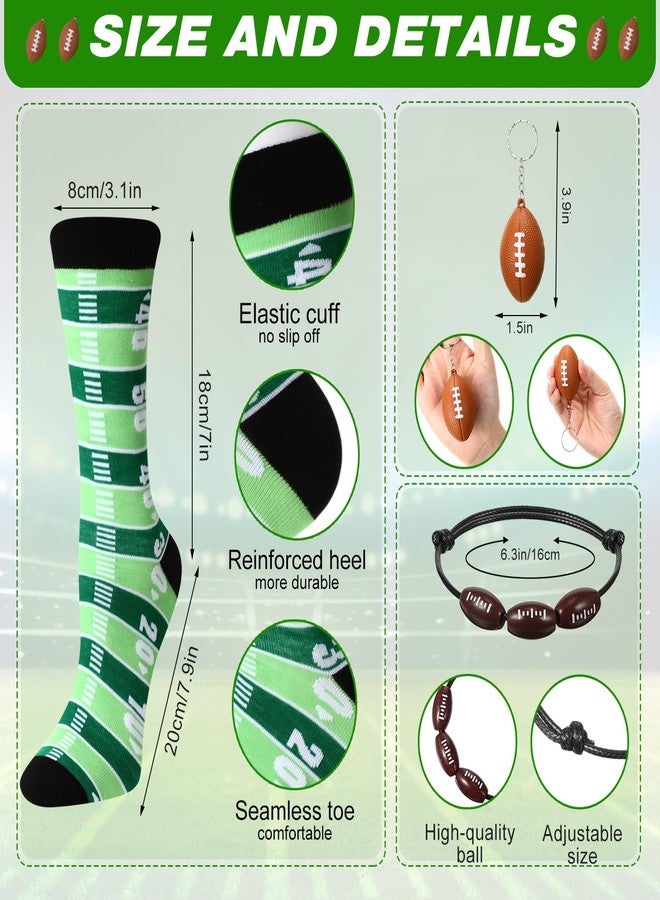Pickmesh 24 Pcs Funny Christmas Football Gifts Set Football Plastic Cups with Straw and Lid Novelty Sport Crew Socks Bracelet and Keychain for Sport Team Birthday Party Favors Stocking Stuffer - Image 3