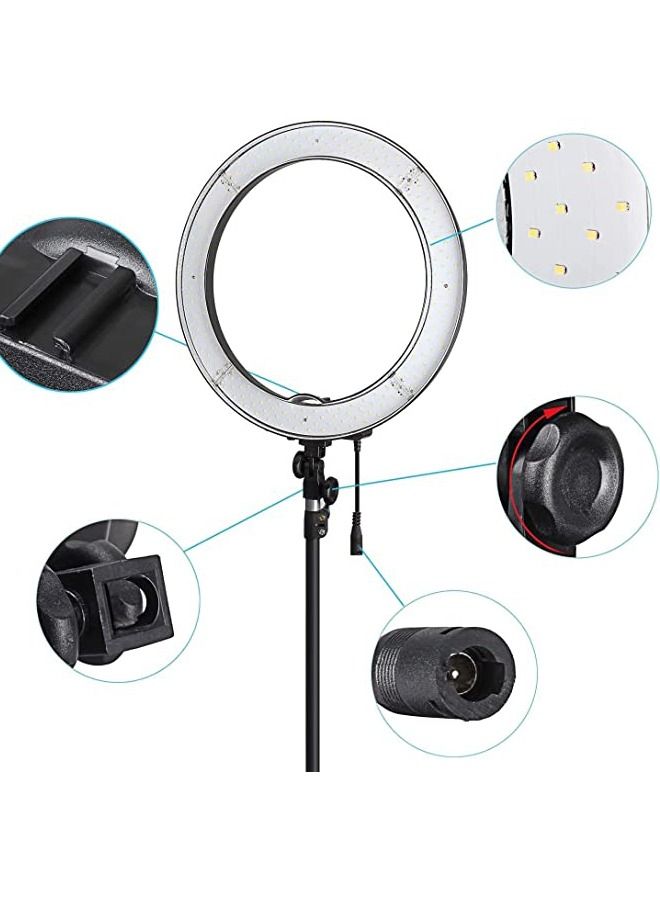 PADOM Padom HQ18  LED Soft Ring Light Kit 18 Inch 55W Dimmable 3200K-6000K with Tripod Stand, Cell Phone Holder, Carrying Bag, Mirror  - Image 3