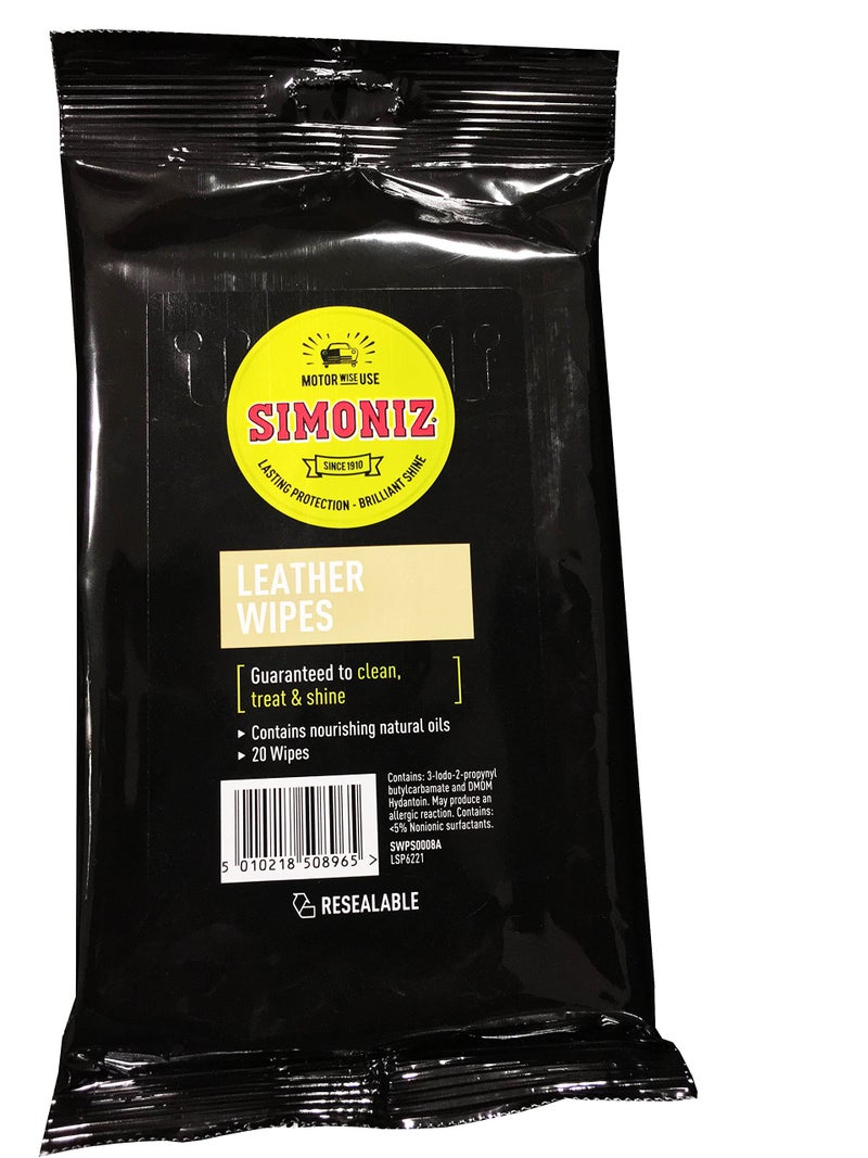 SIMONIZ SWPS0008A Leather Wipes 20pk - Image 2