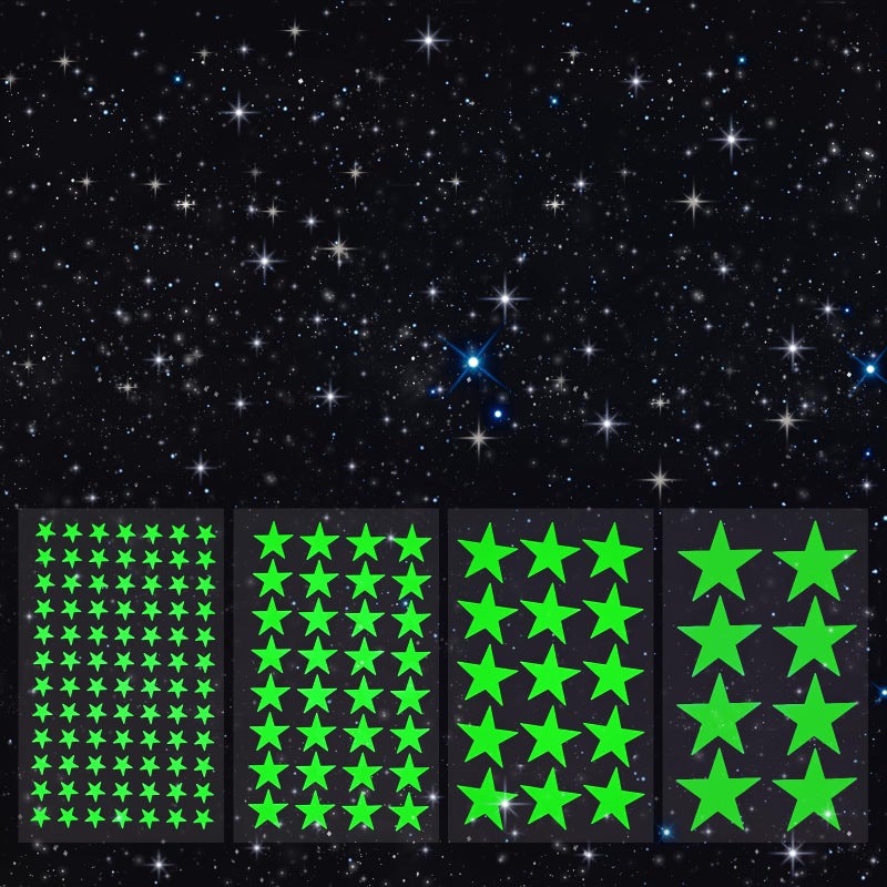 AOWDIAO Glow in The Dark Star Stickers â€“ 630â€¯Pieces (4â€¯Sizes) â€“ Luminous Ceiling & Wall Decor for Kidsâ€™ Bedroom, Nursery, Party - Image 1
