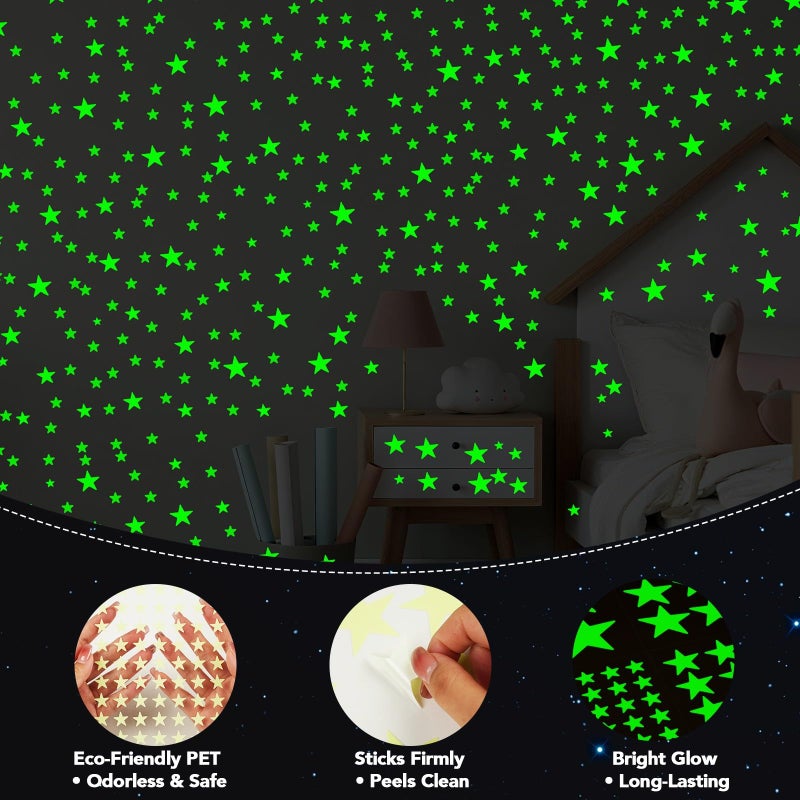 AOWDIAO Glow in The Dark Star Stickers â€“ 630â€¯Pieces (4â€¯Sizes) â€“ Luminous Ceiling & Wall Decor for Kidsâ€™ Bedroom, Nursery, Party - Image 4