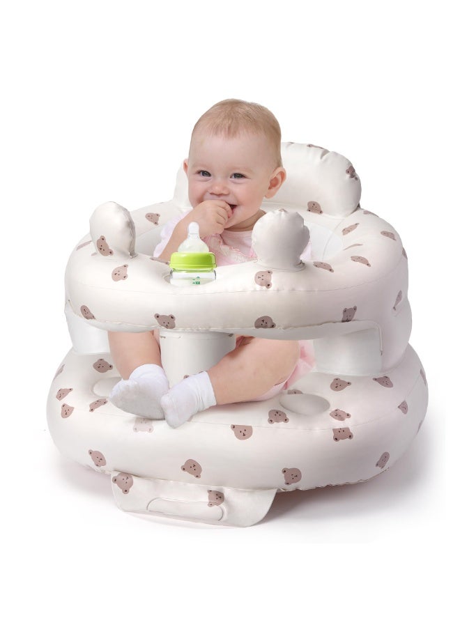NIBEMINENT Inflatable Baby Seat for Babies 3-36 Months, Sit Me Up Floor Chair with Built-in Air Pump, Infant Support Seat for Sitting & Learning to Sit, Full Surround Design (Bear) - Image 1