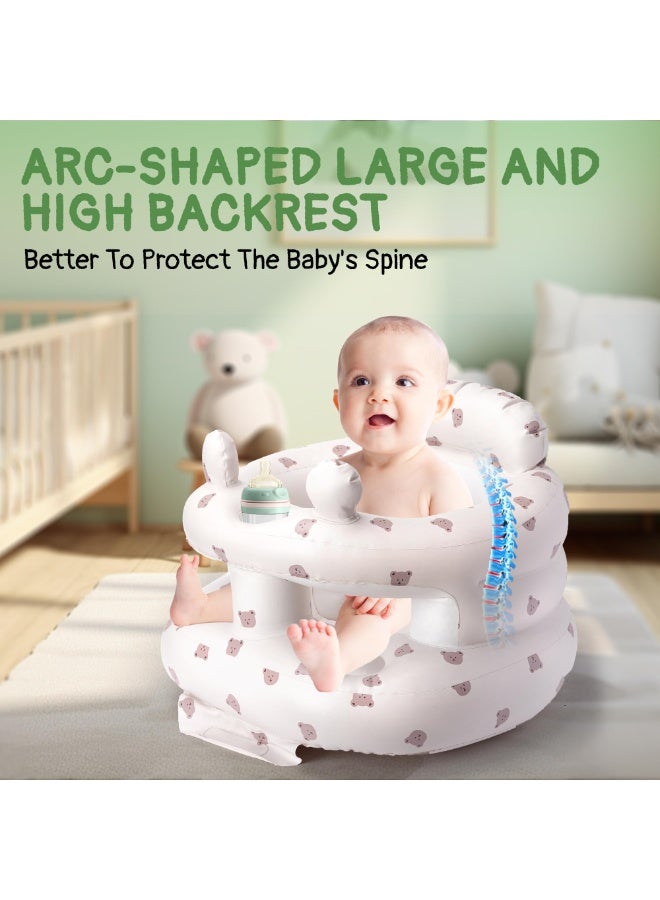 NIBEMINENT Inflatable Baby Seat for Babies 3-36 Months, Sit Me Up Floor Chair with Built-in Air Pump, Infant Support Seat for Sitting & Learning to Sit, Full Surround Design (Bear) - Image 2