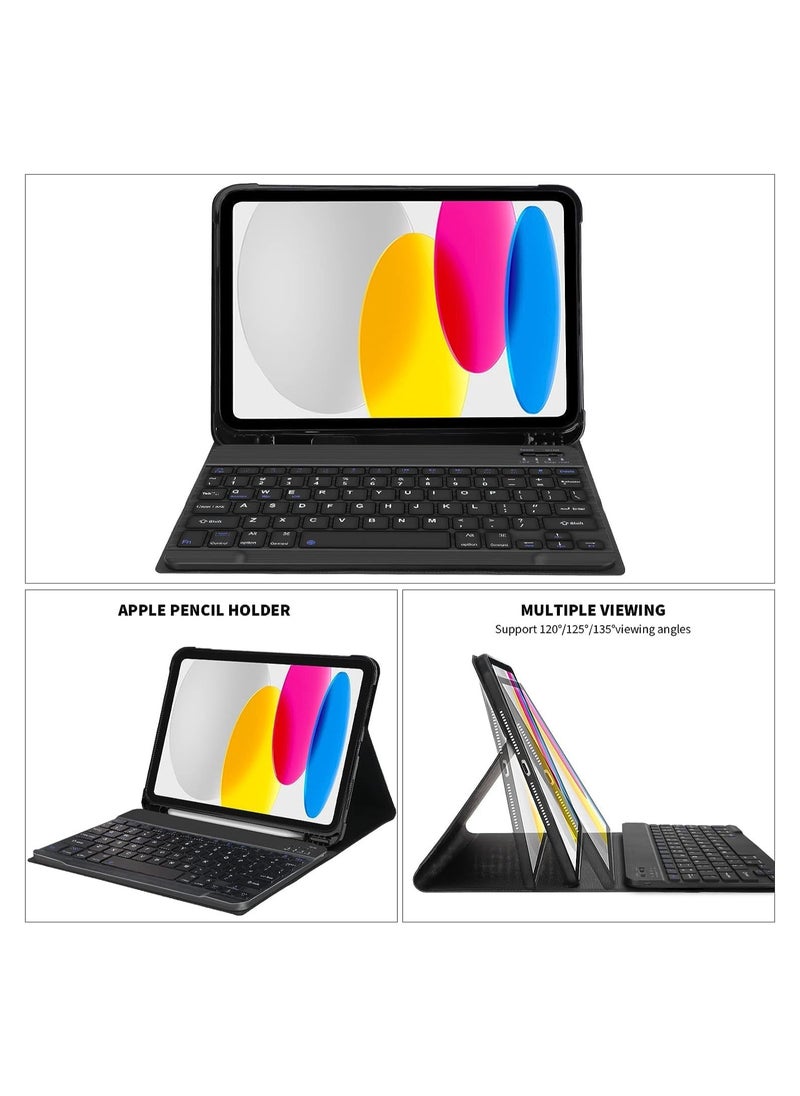 ELTRAZONE - Keyboard Case for iPad 10.9 Inch 10th Generation (2022) – Smart Protective Case with Detachable Bluetooth Keyboard & Pencil Holder, Slim, Lightweight, Full Access for iPad 10th Gen - Image 1