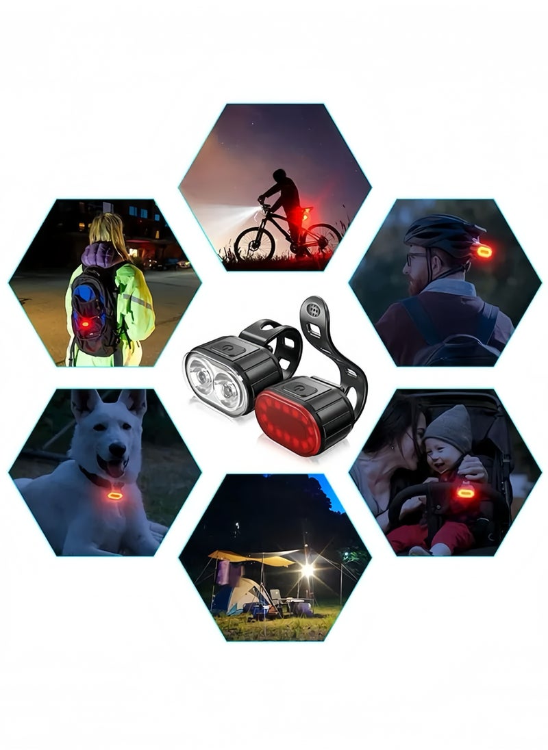 Lee Yon Bike Lights Set, USB Rechargeable, Ultra Bright LED Cycle Light Front and Back Rear Light, IPX5 Waterproof Bike Light Set for Night Riding/Camping, 10 Lighting Modes, Longer Battery Life  - Image 4