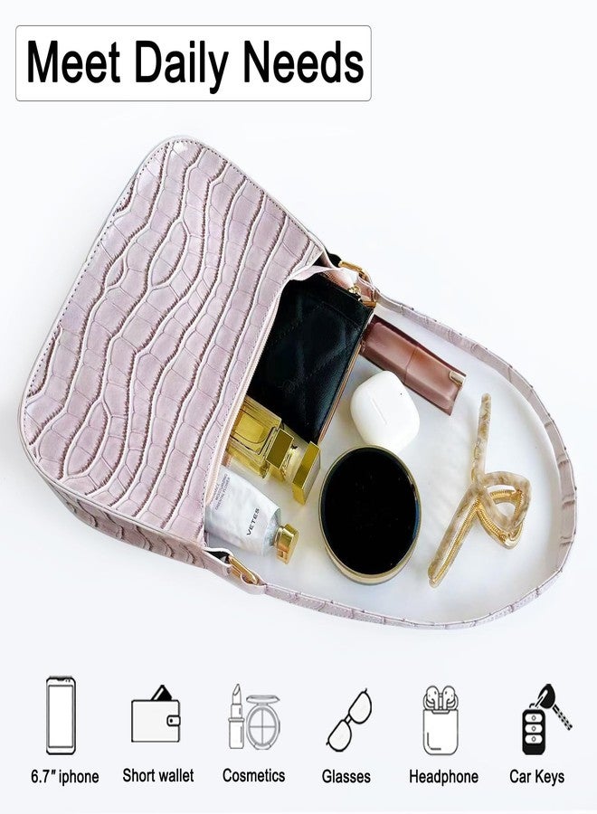 CHICGLOW Shoulder Bag for Women, Stone pattern Cute Hobo Purses Tote Handbags Clutch Underarm Purse with Zipper Closure Pink - Image 3