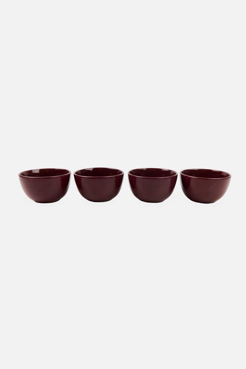 Maser Inoda 4 Pieces Ceramic Bowl Set, Burgundy - Image 1