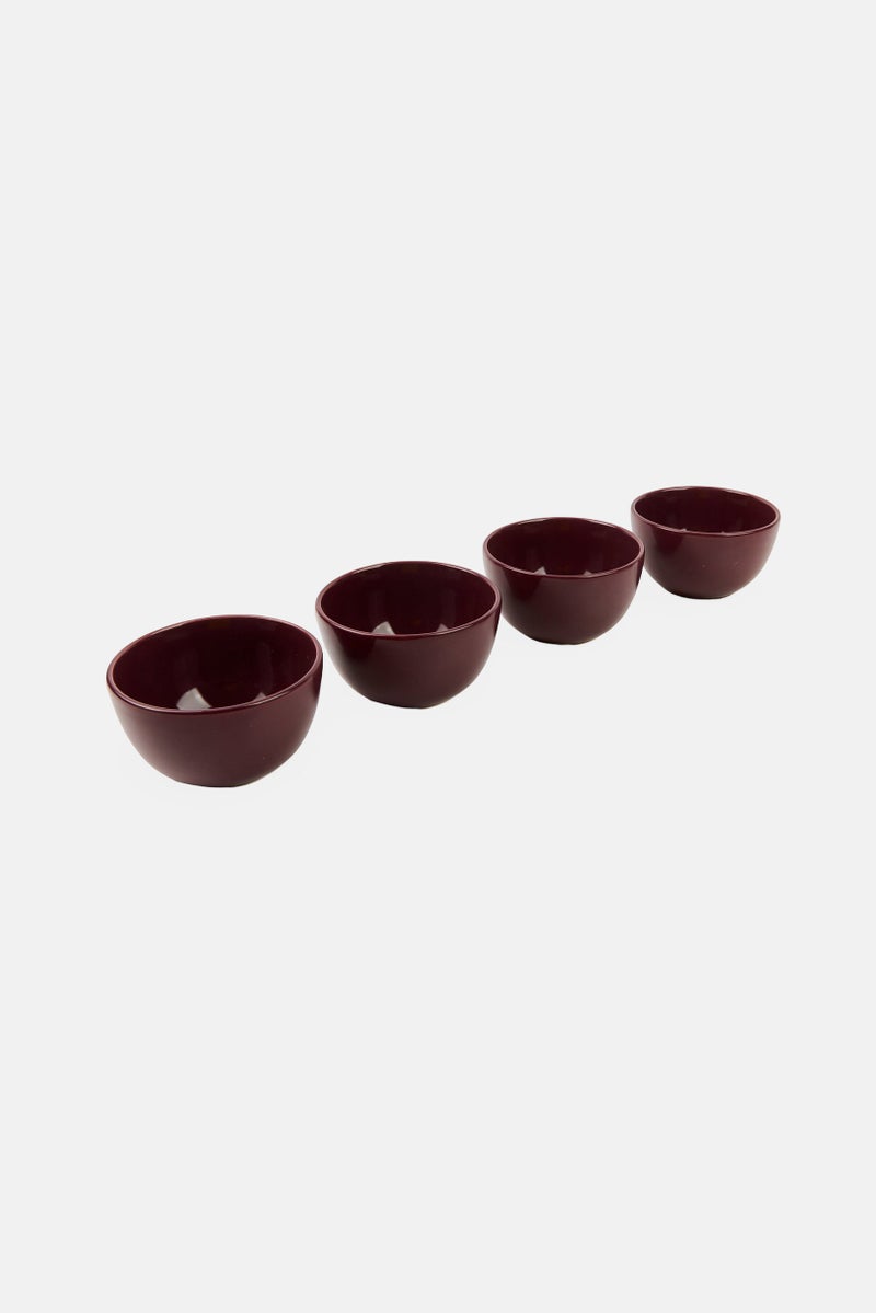 Maser Inoda 4 Pieces Ceramic Bowl Set, Burgundy - Image 3