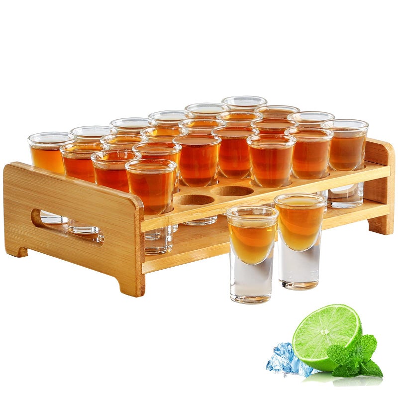 Linall Shot Glass Set 0.5Oz/15Ml 24Pcs Clear Shot Glass Holder Set Mini Shot Glass Perfect For Party  Bar  Club  Cocktail (24Pcs) - Image 1