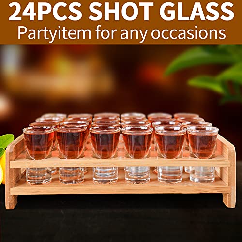 Linall Shot Glass Set 0.5Oz/15Ml 24Pcs Clear Shot Glass Holder Set Mini Shot Glass Perfect For Party  Bar  Club  Cocktail (24Pcs) - Image 3
