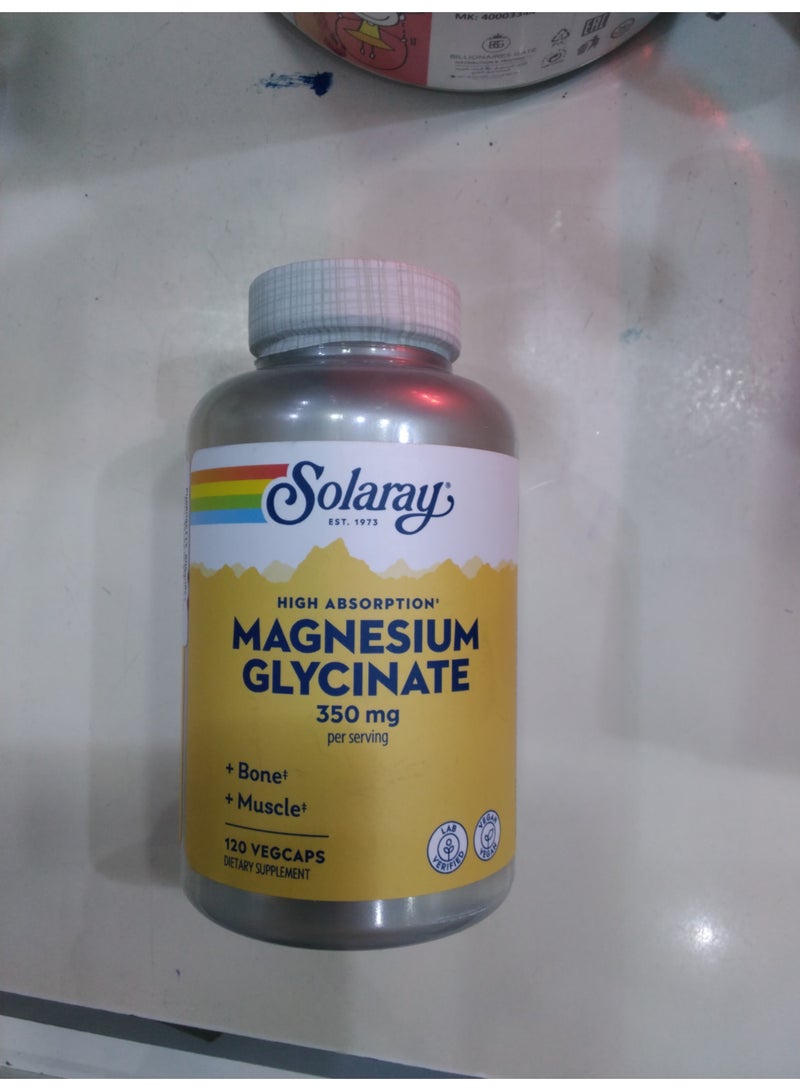 Solaray High Absorption Magnesium Glycinate 350mg, 120 VegCaps for Bone & Muscle Health - Image 2