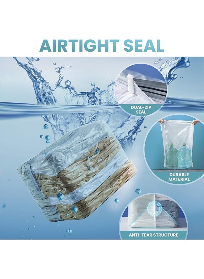 4 قطع من أكياس التخزين المفرغة من الهواء، لا تحتاج إلى مضخة، أكياس موفرة للمساحة، أكياس مكعبة ضخمة، أكياس غلق مفرغة من الهواء كبيرة جدًا للأغطية والبطانيات وأغطية الفراش ومنظمات الخزانة (L-100x70x32 سم) - Image 5