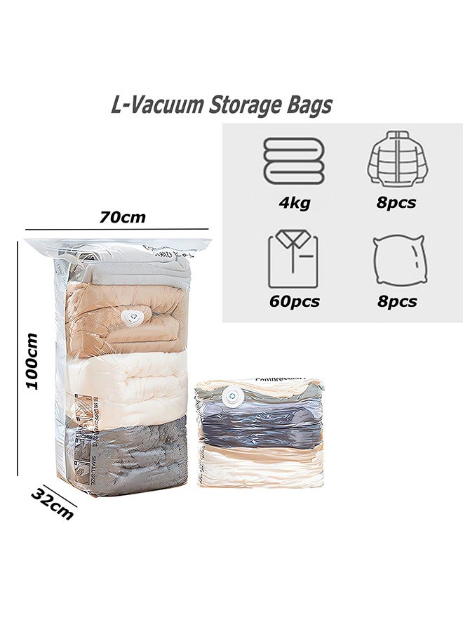 4Piece Vacuum Storage Bags,No Pump Required,Space Saver Bags,Jumbo Cube bag,Extra Large Vacuum Sealer Bags for Comforters Blankets Bedding Duvet,Closet Organizers (L-100x70x32cm)