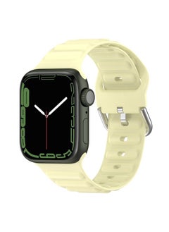 Replacement Strap Ocean Ripple Watch Band For Apple Watch Series 8&7 41mm / SE 2&6&SE&5&4 40mm Cream Yellow