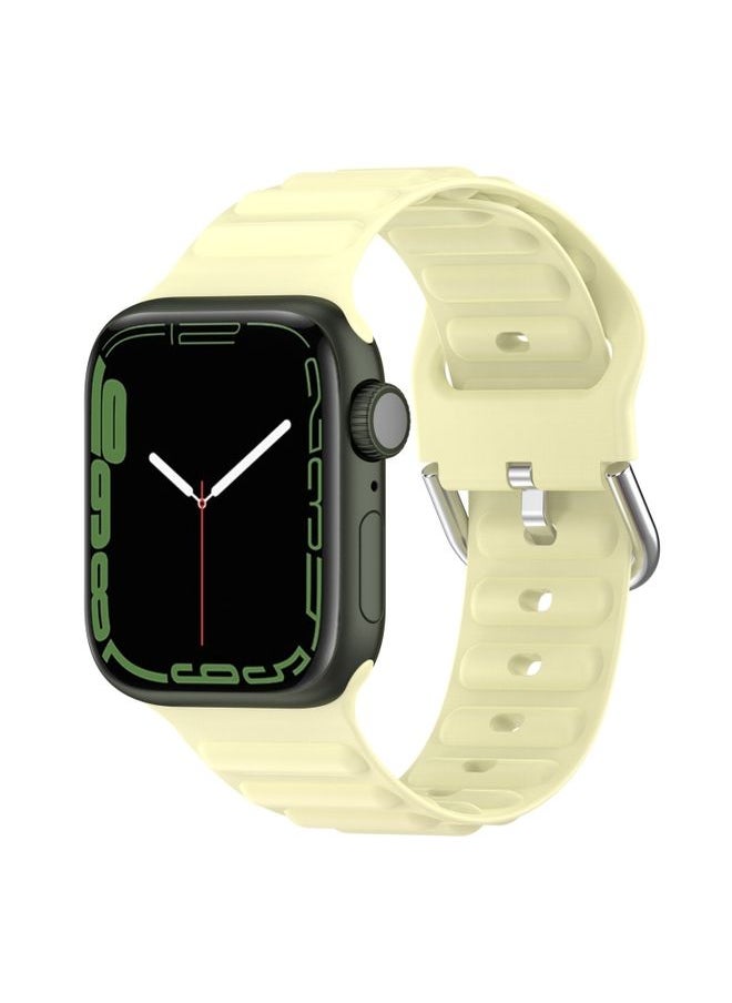 Generic - Replacement Strap Ocean Ripple Watch Band For Apple Watch Series 8&7 41mm / SE 2&6&SE&5&4 40mm Cream Yellow - Image 1