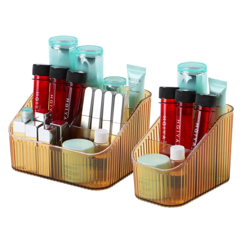 OSTEED AMBER Makeup Organizer Makeup Brush Holder 8 Cups for Vanity Bathrate Confertop Organizer Vricser منظم لعرض مستحضرات التجميل للعناية بالبشرة العطور. - Image 1