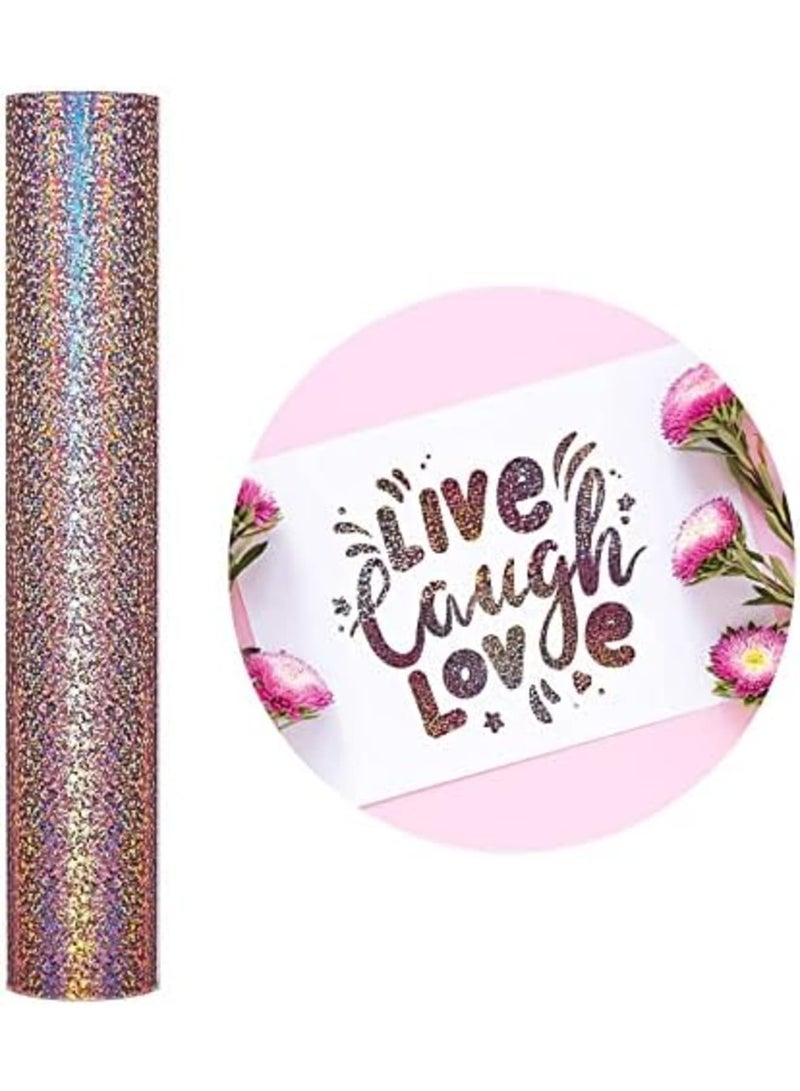 Luckam Holographic Sparkle Adhesive Vinyl, 12'' X 5ft Sparkle Rose Gold Adhesive Vinyl Roll for Indoor and Outdoor Scrapbooking, Decals, Signs, Stickers(sparkle Rose Gold) - Image 2