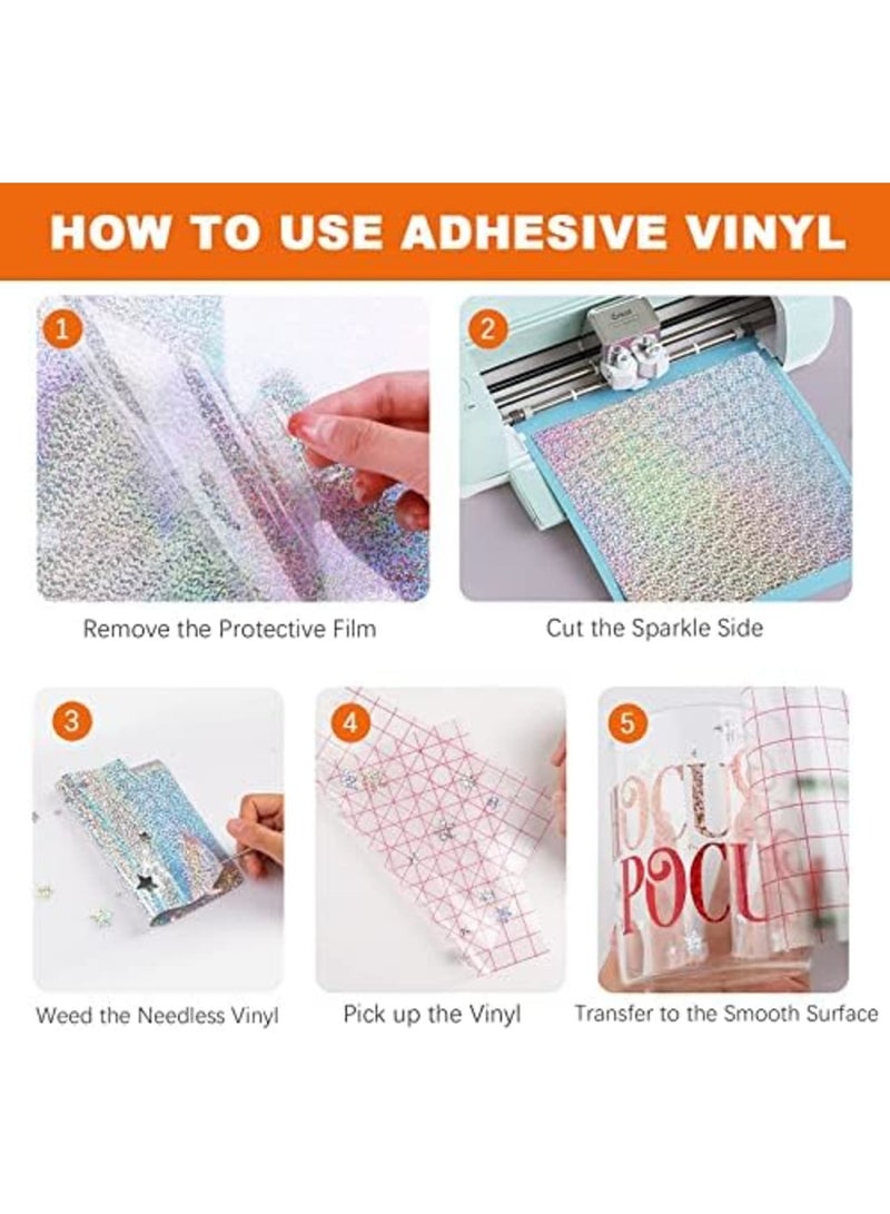 Luckam Holographic Sparkle Adhesive Vinyl, 12'' X 5ft Sparkle Rose Gold Adhesive Vinyl Roll for Indoor and Outdoor Scrapbooking, Decals, Signs, Stickers(sparkle Rose Gold) - Image 5