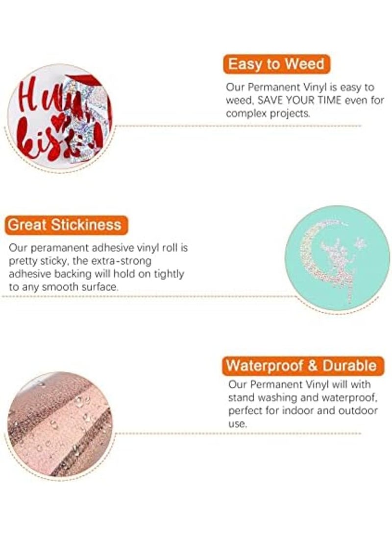 Luckam Holographic Sparkle Adhesive Vinyl, 12'' X 5ft Sparkle Rose Gold Adhesive Vinyl Roll for Indoor and Outdoor Scrapbooking, Decals, Signs, Stickers(sparkle Rose Gold) - Image 4