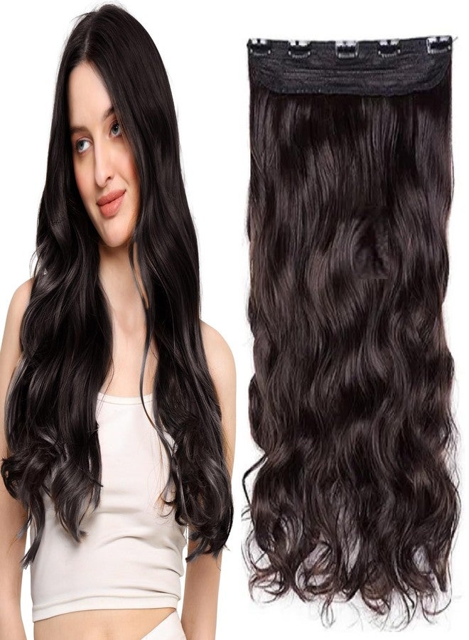 BeatStock Natural Curly Brown Hair Extension, Full Length Wavy Curls, 5 Clips included For Women and Girls in 24 inch - Image 1