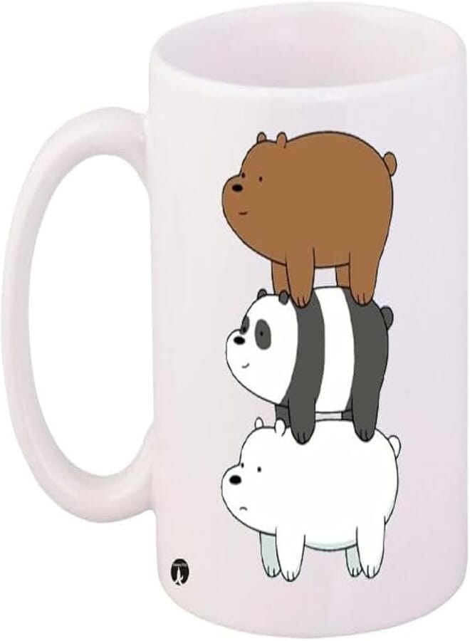 RYN We Bare Bears Printed Coffee Mug White/Brown/Black 11Ounce - RYNmg9187