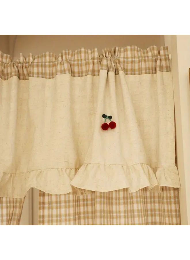 Khaki Plaid Blackout Valance 51.18x70.87 Inch Ruffled Hem Adjustable Curtain - Image 4