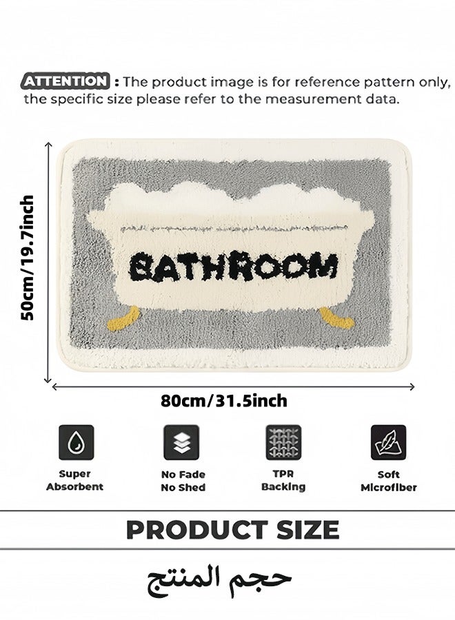 Optico Non-Slip Bath Mat 50x80cm Soft Absorbent Bathroom Rug Carpet Floor Mat for Bathroom Kitchen Entryway Daily Use - Image 2