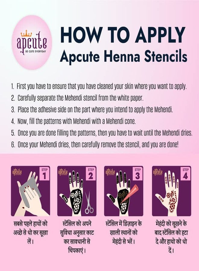 Apcute Mehendi stencil for hand Latest Mehandi Design Stencils for Girls, womens, kids, unisex Design NO - Apcute-New-225-221-205-206 - Image 3