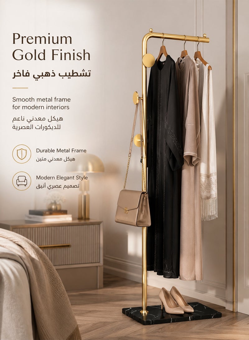 Favarey 170CM Freestanding Coat Rack with 3 Hooks Modern Metal Coat Stand with Natural Marble Base Stylish Coat Rack for Entryway Living Room Bedroom or Office Durable and Functional - Image 3