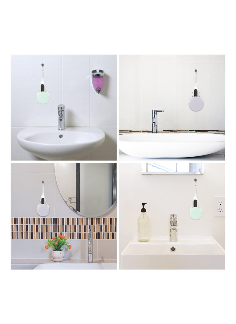 Excefore 2Pcs Wall Toothbrush Holder, Punch-free Mini Snail Toothbrush Stand Self-Adhesive Toothpaste Electric Toothbrush Organizer for Bathroom Dormitory(Green & Grey)  - Image 2