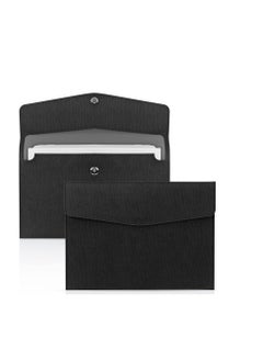 SYOSI A4 Envelope File Holder, Waterproof Document Bag,  Lightweight PU Leather Multifunction Portfolio, Document File Folder, File Organizer Storage Case for Paper Document Tablet Case 2PCS Black  - Image 1