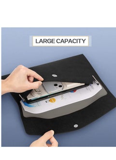 SYOSI A4 Envelope File Holder, Waterproof Document Bag,  Lightweight PU Leather Multifunction Portfolio, Document File Folder, File Organizer Storage Case for Paper Document Tablet Case 2PCS Black  - Image 3