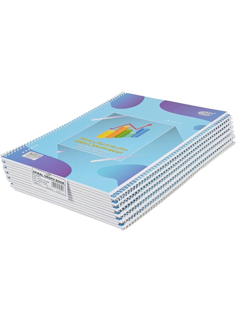 FIS A4 Spiral Graph Book, 40 Sheets/80 Pages, Gridline & Plain, Blue Cover, 12-Pack - Image 2