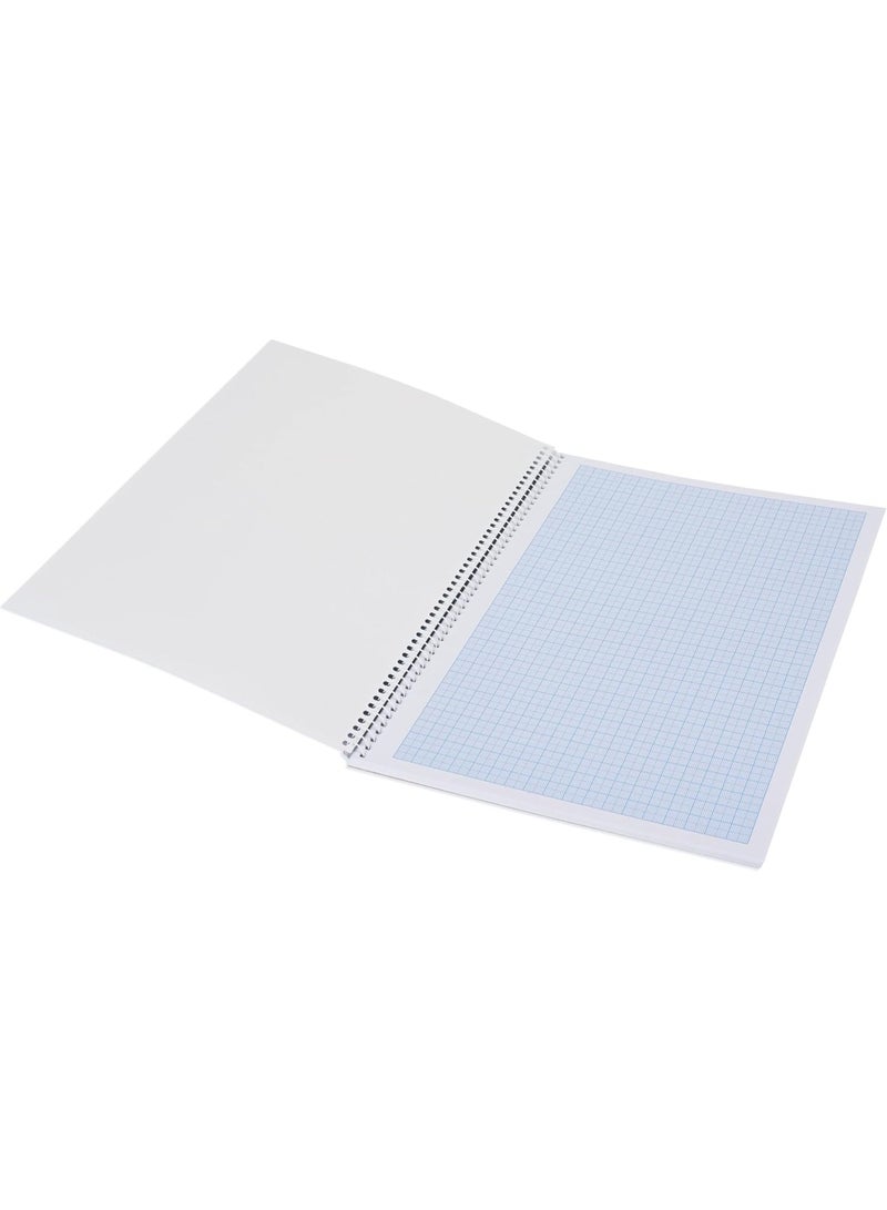 FIS A4 Spiral Graph Book, 40 Sheets/80 Pages, Gridline & Plain, Blue Cover, 12-Pack - Image 3