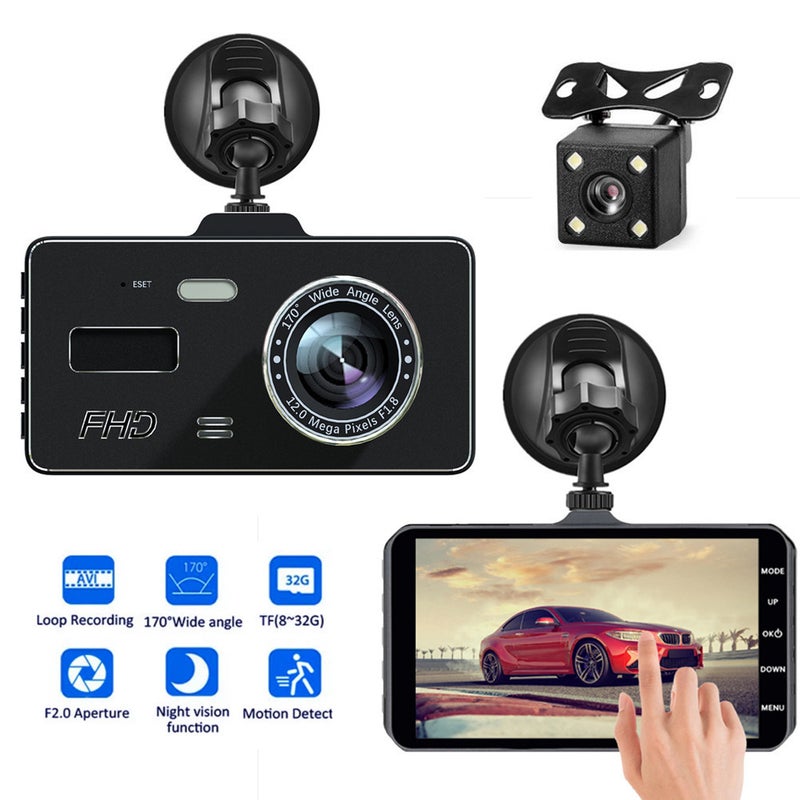 Hd 4-Inch 2.5D Touch Front And Rear Dual Recording Car Dvr24 Hour Parking Monitoring 1080P Driving Recorder - Image 1