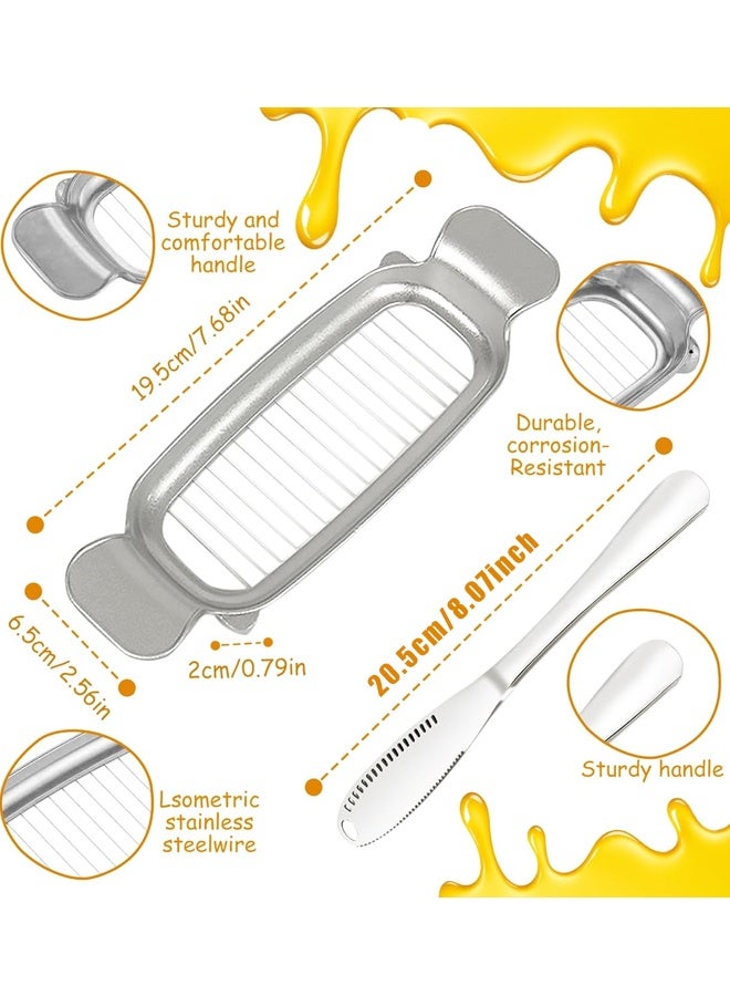 Stainless Steel Butter Slicer Cutter with 2 Butter Knives – 3 in 1 Easy Butter Spreader Knife for Cold Butter Slicing Spreading - Image 2