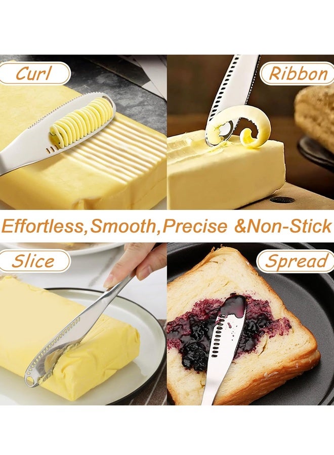 Stainless Steel Butter Slicer Cutter with 2 Butter Knives – 3 in 1 Easy Butter Spreader Knife for Cold Butter Slicing Spreading - Image 4